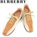 【スプリングセール30％OFF】バーバリー スニーカー シューズ 靴 #24 ライトブラウン ベージュ キャンバス×レザー BURBERRY 【バーバリー】 G1313S 【中古】