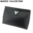 【ウィンターSALE 30%OFF】マリオ ヴァレンティノ クラッチバッグ セカンドバッグ バッグ Vマーク ブラック シルバー レザー MARIO VALENTINO 【マリオ ヴァレンティノ】 Q493S 【中古】