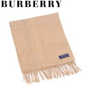 【春の大感謝祭 30％OFF】バーバリー マフラー フリンジ付き ベージュ ネイビー カシミアBURBERRY レディース プレゼント 贈り物 オシャレ 大人 ファッション 【バーバリー】 T16812 【中古】