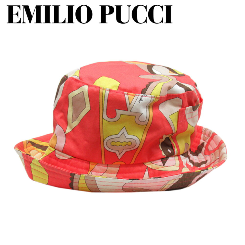 【スプリングセール】エミリオ プッチ 帽子 ハット レディース プッチ(柄) ピンク オレンジ イエロー系 コットン 綿 EMILIO PUCCI L3523S 【中古】