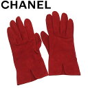 【スプリングセール】 【中古】 シャネル 手袋 グローブ レディース ♯7ハーフサイズ ココマーク レッド ヌバック CHANEL T21123