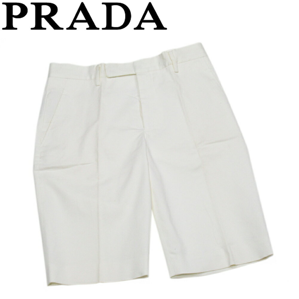 【スプリングセール】 【中古】 プラダ パンツ センタープレス ボトムス レディース メンズ ♯38サイズ ハーフパンツ ホワイト 白 綿 コットン PRADA T22066