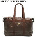 【スプリングセール】【中古】 マリオ ヴァレンティノ ボストンバッグ トラベル 旅行用 バッグ レディース メンズ Vマーク ブラウン ゴールド PVC×レザー...