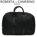 【スプリングセール】【中古】 ロベルタ ディ カメリーノ ボストンバッグ トラベル 旅行用 バッグ レディース メンズ R柄 ブラック ナイロンキャンバス×シルバー金具 ROBERTA DI CAMERINO B1333(4)