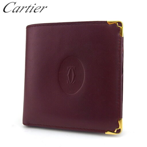 【スプリングセール】 【中古】 カルティエ 二つ折り 財布 ミニ財布 レディース メンズ マストライン ボルドー ゴールド レザー Cartier B1258 【スプリングセール】 【中古】 カルティエ 二つ折り 財布 ミニ財布 レディース メンズ マストライン ボルドー ゴールド レザー Cartier B1258