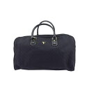 【スプリングセール】 【中古】 ルドルフ ヴァレンティノ ボストンバッグ トラベル 旅行用 バッグ レディース メンズ Vマーク ブラック ゴールド キャンバス...