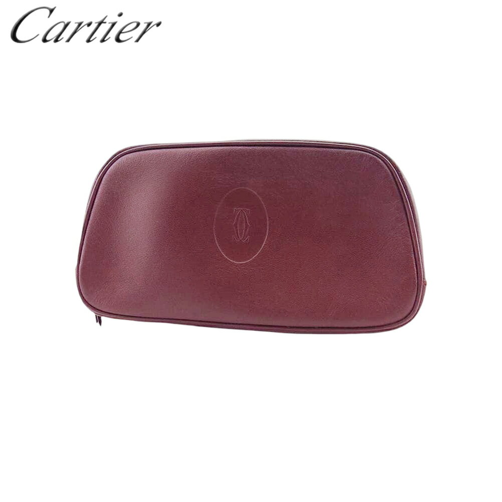 【スプリングセール30％OFF】 【中古】 カルティエ ポーチ 化粧ポーチ レディース メンズ マストライン ボルドー レザー Cartier C4485