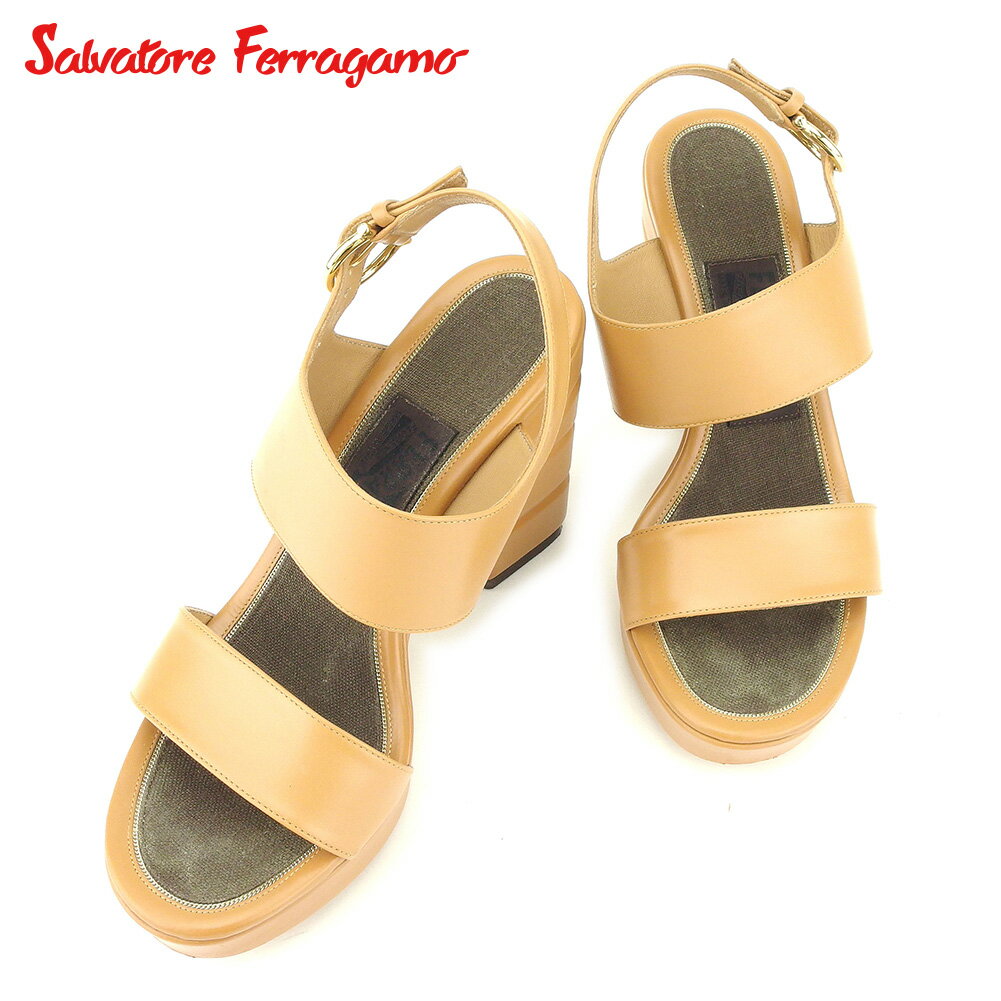 【スプリングセール30％OFF】サルヴァトーレ フェラガモ サンダル シューズ 靴 #3ハーフ ライトブラウン レザー Salvatore Ferragamo 【フェラガモ】 T10738S 【中古】