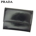 【春の大感謝祭 30％OFF】プラダ 名刺入れ カードケース カード ブラック レザー PRADA 【プラダ】 T11282S 【中古】