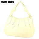 【春の大感謝祭 30％OFF】ミュウミュウ トートバッグ ワンショルダー ベージュ レザー miumiu バック 収納 ファッション バッグ 手持ちバッグ 【ミュウミュウ】 T12613 【中古】