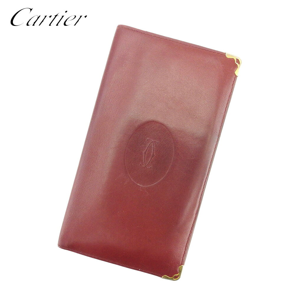 【スプリングセール30％OFF】カルティエ 長札入れ 長財布 マストライン ボルドー レザー Cartier 【カルティエ】 T14054S 【中古】