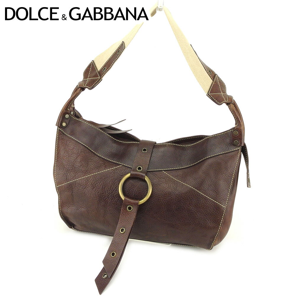 【スプリングセール30％OFF】ドルチェ&ガッバーナ ショルダーバッグ ワンショルダー ブラウン キャンバス×レザー DOLCE&GABBANA 【ドルチェ&ガッバーナ】 T8814S 【中古】