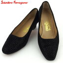 【ウィンターSALE 30%OFF】サルヴァトーレ フェラガモ パンプス シューズ 靴 レディース #4ハーフ ブラック スエード Salvatore Ferragamo 【フェラガモ】 C3778S 【中古】