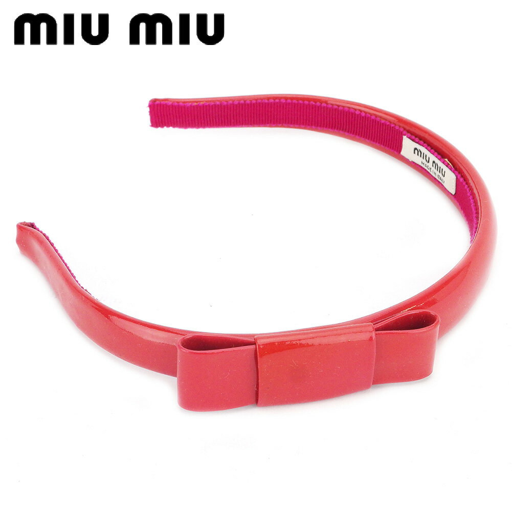 【スプリングセール30％OFF】ミュウミュウ カチューシャ ヘッドアクセサリー リボン レッド エナメルレザー miu miu 【ミュウミュウ】 T17468S 【中古】