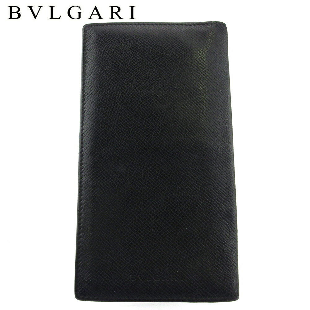 【スプリングセール】ブルガリ 長札入れ 札入れ メンズ クラシコ ブラック レザー BVLGARI 【ブルガリ】 T18007 【中古】