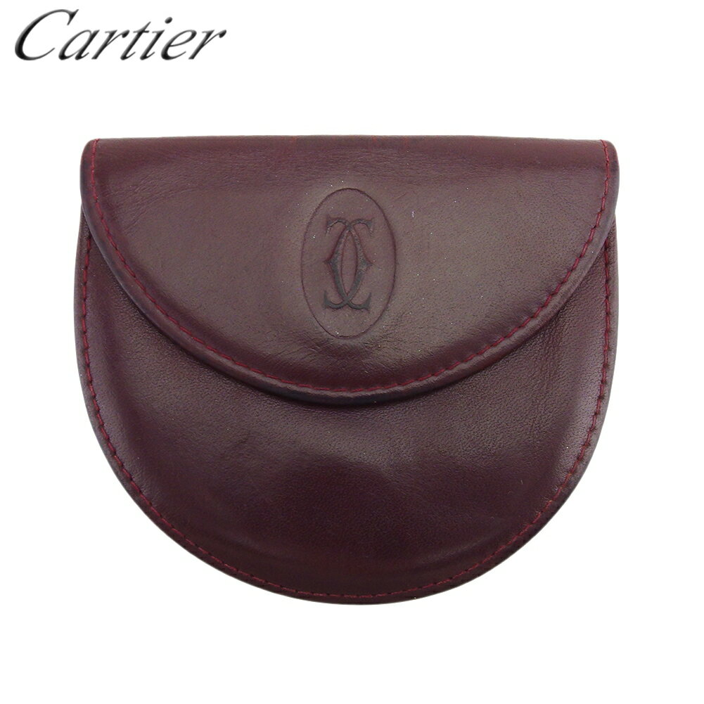 【スプリングセール】 【中古】 カルティエ コインケース 小銭入れ レディース メンズ マストライン ボルドー レザー Cartier Q737