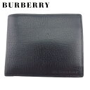 【春の大感謝祭 30％OFF】 【中古】 バーバリー 二つ折り 財布 小銭入れ メンズ ブラック レザー BURBERRY T21181