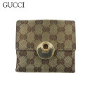 【スプリングセール】 【中古】 グッチ Wホック 財布 二つ折り ミニ財布 レディース エクリプス GGキャンバス ベージュ ブラウン ゴールド キャンバス×レザー GUCCI D2428(4)