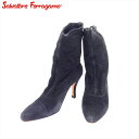 【スプリングセール】 【中古】 サルヴァトーレ フェラガモ ブーツ シューズ 靴 ブラック スエード Salvatore Ferragamo T21568