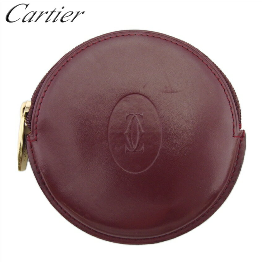 【スプリングセール】 【中古】 カルティエ コインケース 小銭入れ ゴールド×ボルドー レザー Cartier D2501