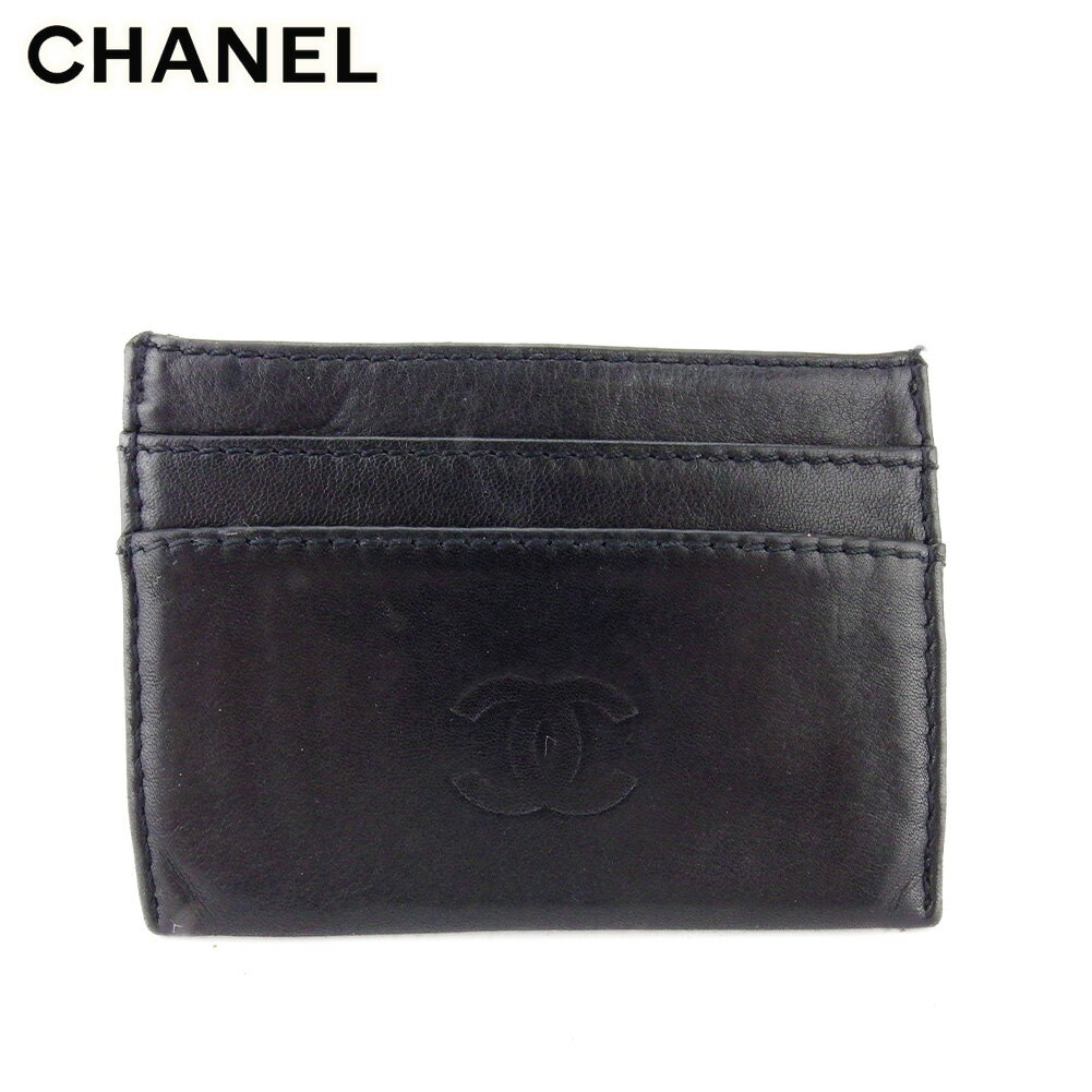 【スプリングセール30％OFF】シャネル カードケース カード 名刺入れ レディース メンズ ココマーク ブラック レザー CHANEL 【シャネル】 T18141S 【中古】