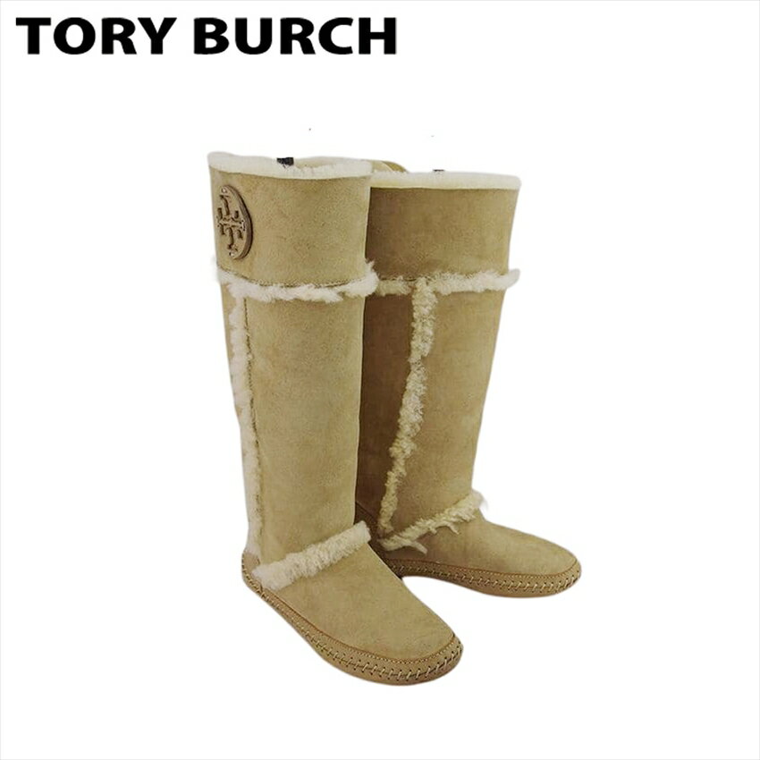 【スプリングセール30％OFF】【中古】 トリーバーチ ブーツ シューズ 靴 レディース ベージュ ムートン Tory Burch F1895