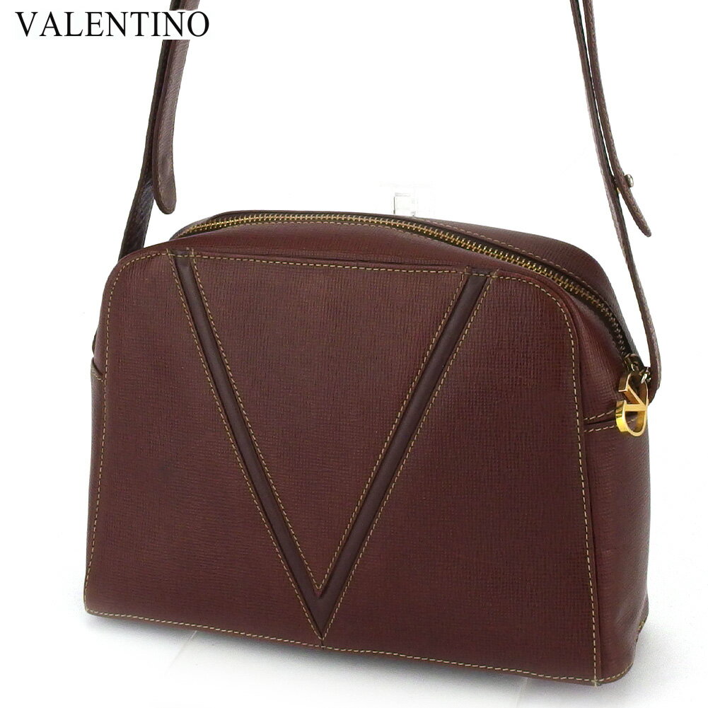 【スプリングセール30％OFF】ヴァレンティノ ショルダーバッグ ワンショルダー レディース Vマーク ブラウン レザー VALENTINO 【ヴァレンティノ】 F1631S 【中古】