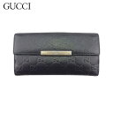 【春の大感謝祭 30％OFF】 【中古】 グッチ 長財布 Wホック グッチシマ ブラック　ゴールド レザー GUCCI T21885