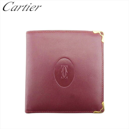 【楽天スーパーSALE40%OFF】 【中古】 カルティエ 二つ折り 財布 ミニ財布 レディース メンズ マストライン ボルドー ゴールド レザー Cartier L3904 【楽天スーパーSALE40%OFF】 【中古】 カルティエ 二つ折り 財布 ミニ財布 レディース メンズ マストライン ボルドー ゴールド レザー Cartier L3904