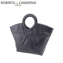【スプリングセール】【中古】 ロベルタ ディ カメリーノ ハンドバッグ トート バッグ レディース Rモチーフ ブラック ROBERTA DI CAMERINO Q753(4)