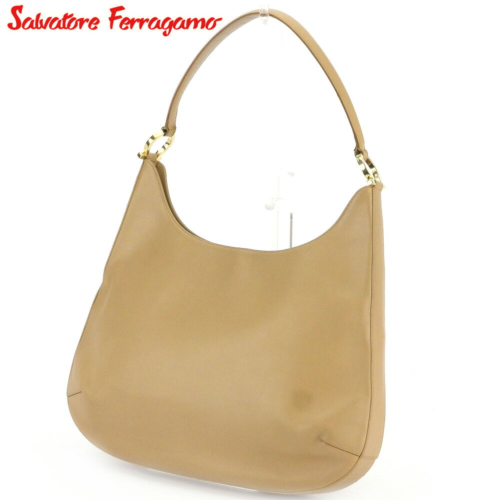 【スプリングセール30％OFF】サルヴァトーレ フェラガモ ショルダーバッグ ワンショルダー レディース ガンチーニ ベージュ Salvatore Ferragamo 【フェラガモ】 T17760S 【中古】