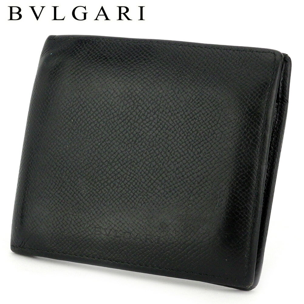 【スプリングセール30％OFF】ブルガリ 二つ折り 財布 財布 レディース メンズ ブラック レザー BVLGARI 【ブルガリ】 T17766S 【中古】