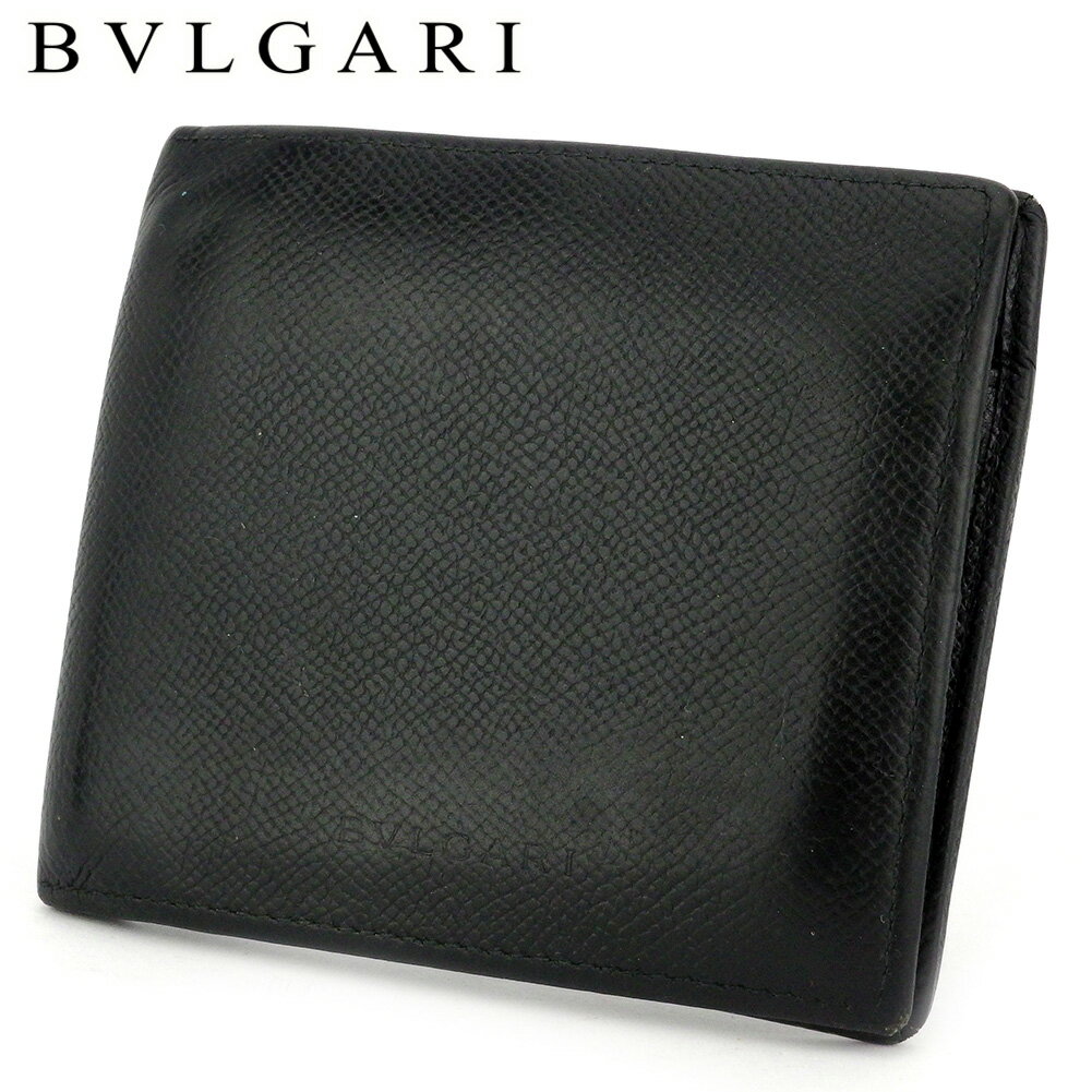 【スプリングセール】ブルガリ 二つ折り 財布 財布 レディース メンズ ブラック レザー BVLGARI 二つ折りサイフ 財布 サイフ 収納 財布 ユニセックス 小物 贈り物 男性 女性 【ブルガリ】 T17766 【中古】