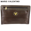 【ウィンターSALE 30%OFF】 【中古】 マリオ ヴァレンティノ クラッチバッグ セカンドバッグ バッグ レディース メンズ Vマーク ブラウン ゴールド PVC×レザー MARIO VALENTINO H825