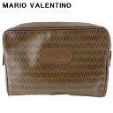 【20%オフクーポン】 【中古】 マリオ ヴァレンティノ クラッチバッグ セカンドバッグ バッグ レディース メンズ ロゴ ブラウン ゴールド PVC×レザー MARIO VALENTINO H828 マラソン