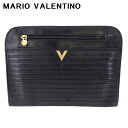 【スプリングセール30％OFF】 【中古】 マリオ ヴァレンティノ クラッチバッグ セカンドバッグ バッグ レディース メンズ Vマーク ブラック ゴールド レザー MARIO VALENTINO H829