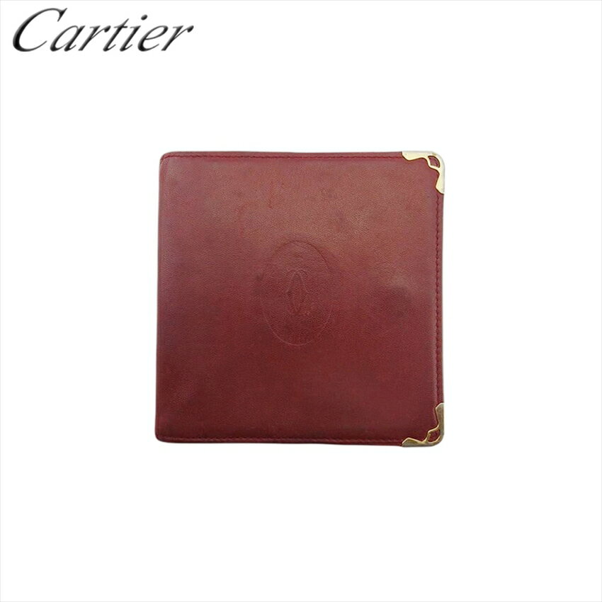 【スプリングセール30％OFF】 【中古】 カルティエ 折り畳み財布 小銭入れ メンズ可 マストライン ボルドー レザー Cartier C4501