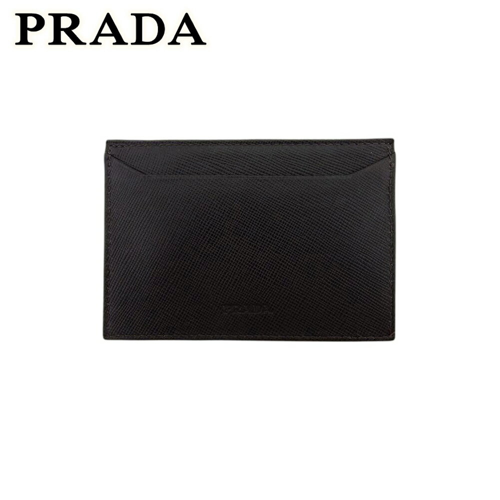 【スプリングセール30％OFF】 【中古】 プラダ カードケース パスケース メンズ可 SAFFIANO EBANO ダークブラウン レザー PRADA T22021