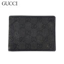 【スプリングセール】 【中古】 グッチ 二つ折り 財布 ミニ財布 メンズ GGキャンバス ブラック キャンバス×レザー GUCCI L3738(4)