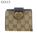 【スプリングセール】 【中古】 グッチ Wホック 財布 二つ折り ミニ財布 レディース ラブリーハート GGキャンバス ベージュ ブラウン ゴールド キャンバス×レザー GUCCI L3740(4)
