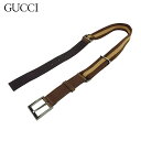 【スプリングセール】 【中古】 グッチ ベルト ♯75 30サイズ レディース メンズ ピン式バックル シェリーライン ブラウン ベージュ シルバー キャンバス...