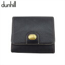 【新春初売り】 【中古】 ダンヒル コインケース 小銭入れ メンズ ロゴプレート ブラック ゴールド レザー dunhill T21736