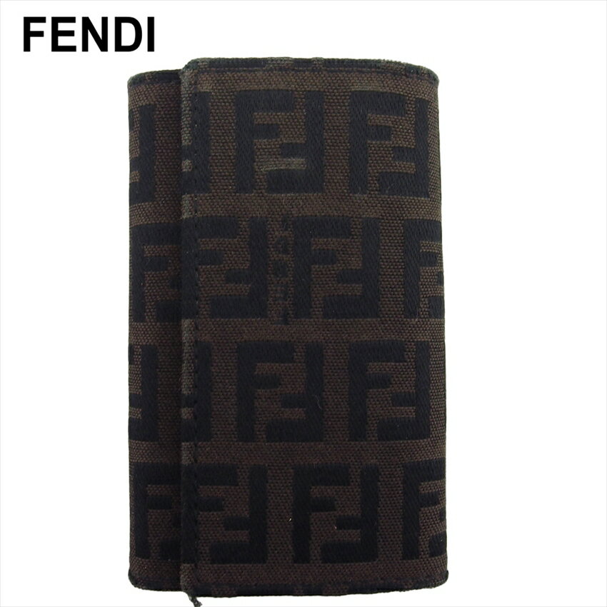 【スプリングセール30％OFF】 【中古】 フェンディ キーケース レディース メンズ ズッキーノ ブラウン ブラック キャンバス×レザー FENDI T21065