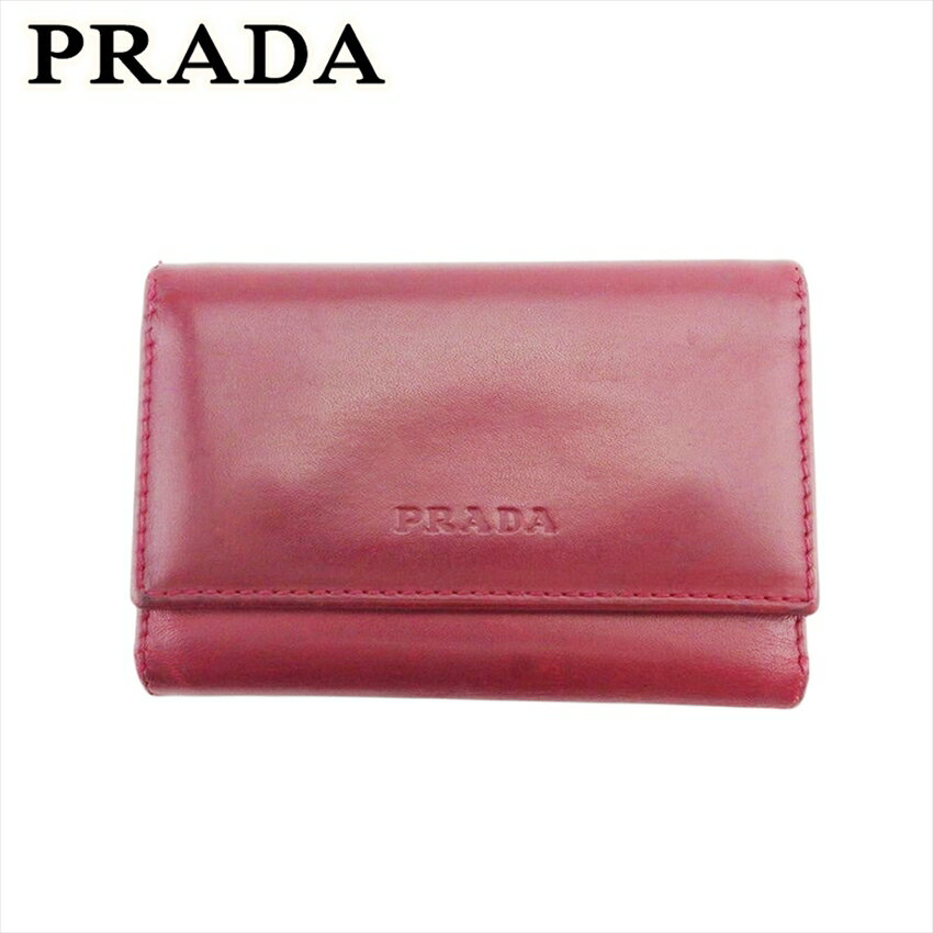 【スプリングセール30％OFF】【中古】 プラダ キーケース 6連キーケース レディース メンズ ワインレッド レザー PRADA L3980