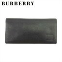 【スプリングセール30％OFF】【中古】 バーバリー 長財布 ファスナー付き 長財布 レディース メンズ ブラック レザー BURBERRY L3984