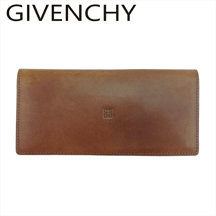 【スプリングセール30％OFF】【中古】 ジバンシィ 長財布 ファスナー付き 長財布 レディース メンズ ブラウン レザー GIVENCHY L3985