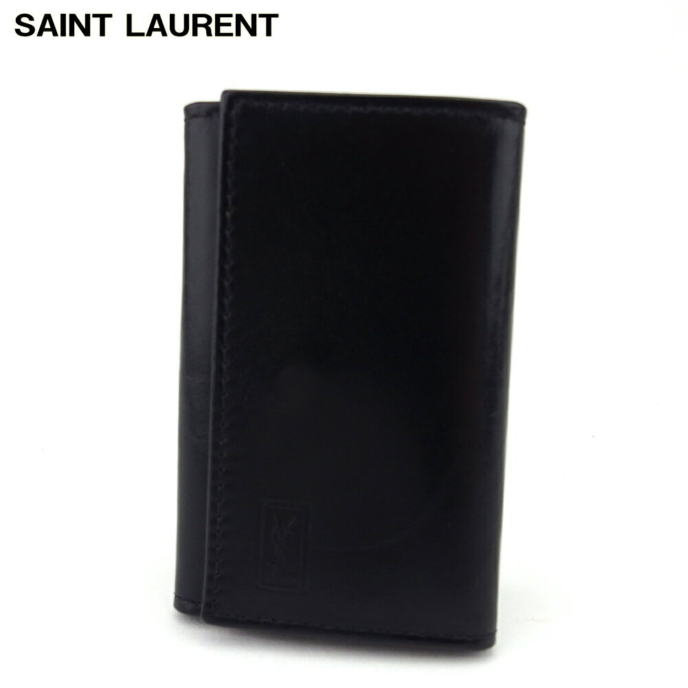 【スプリングセール30％OFF】 【中古】 サンローラン キーケース 6連キーケース メンズ可 ブラック　ゴールド レザー SAINT LAURENT Z0003