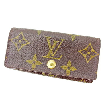 【中古】 ルイ ヴィトン LOUIS VUITTON キーケース 4連キーケース メンズ可 ミュルティクレ4 ブラウン モノグラムキャンバス A1592