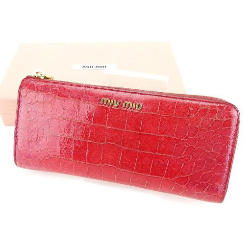 【スプリングセール】ミュウミュウ 長財布 L字ファスナー クロコダイル型押し レッド レザ- miu miu 【ミュウミュウ】 A1704S 【中古】 【スプリングセール】ミュウミュウ 長財布 L字ファスナー クロコダイル型押し レッド レザ- miu miu 【ミュウミュウ】 A1704S 【中古】