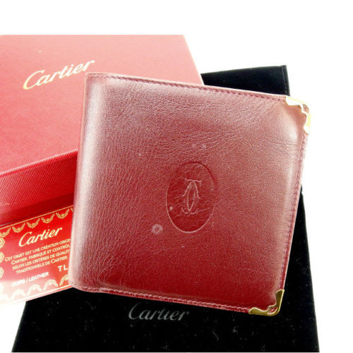 【春の大感謝祭 30％OFF】カルティエ 二つ折り財布 マストライン ボルドー Cartier 【カルティエ】 B656S 【中古】